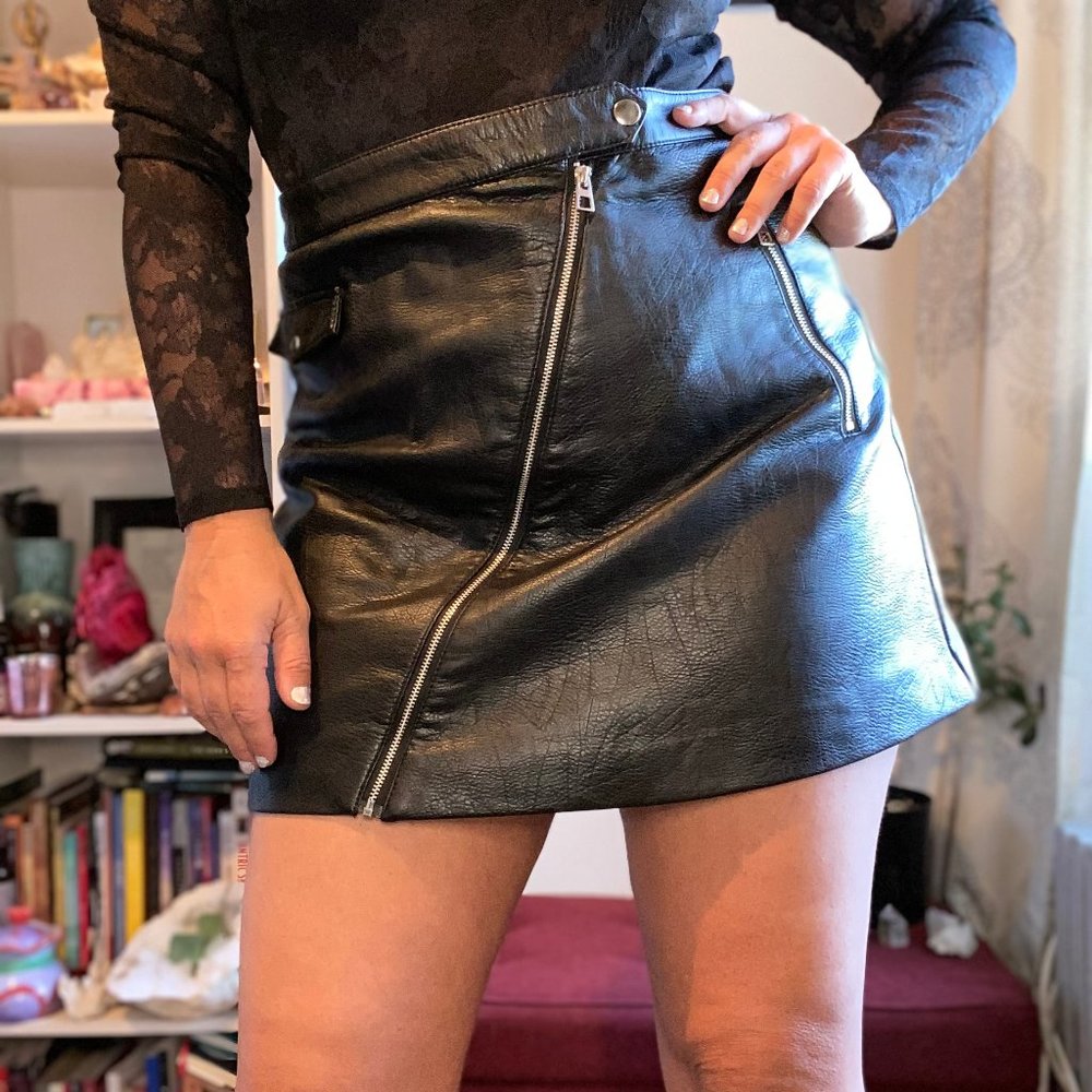 Pleather Skirt with Zipper